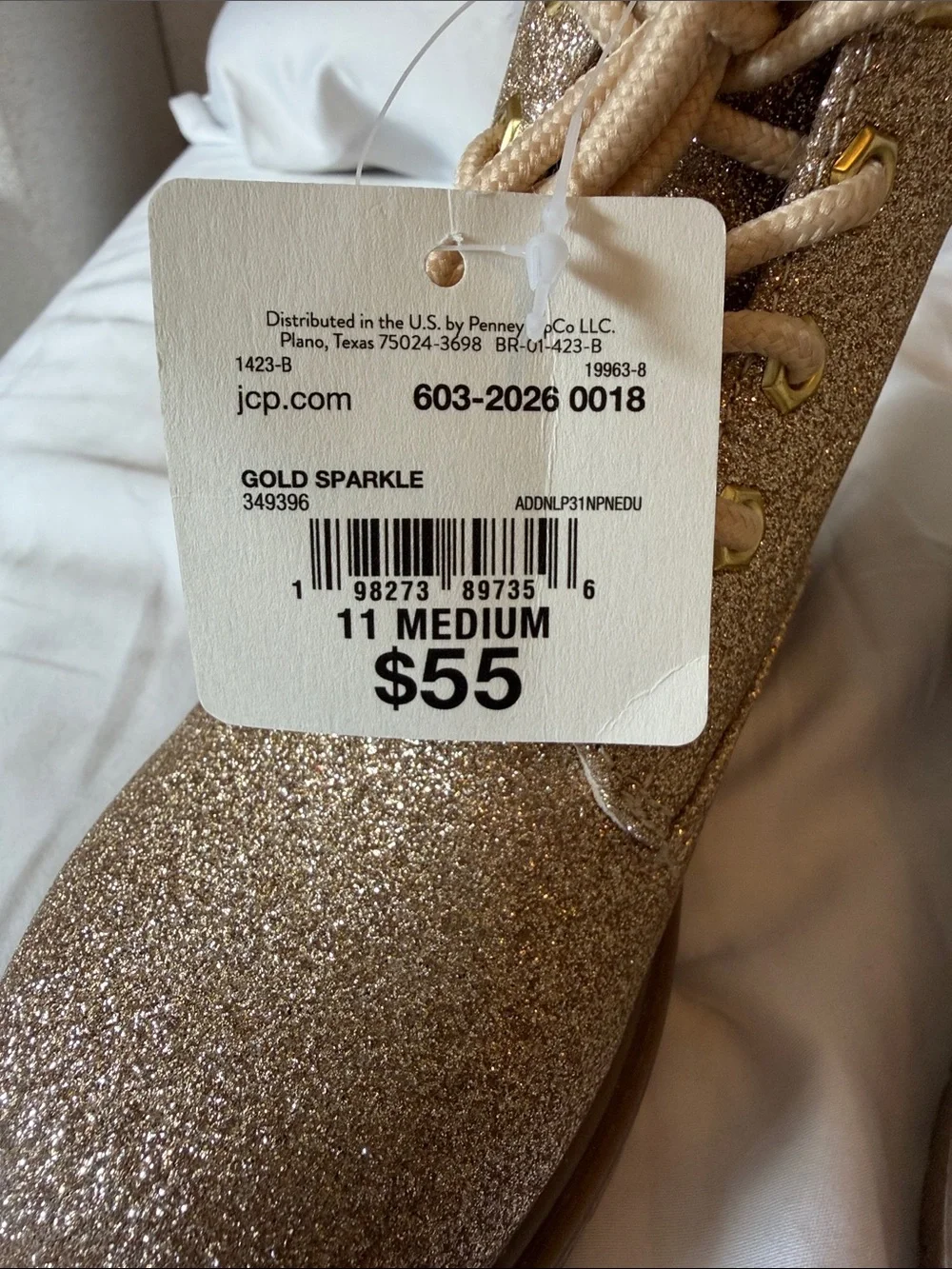 Thereabouts Gold Glitter Lace-Up Kids Winter Boots with Faux-Fur size 11